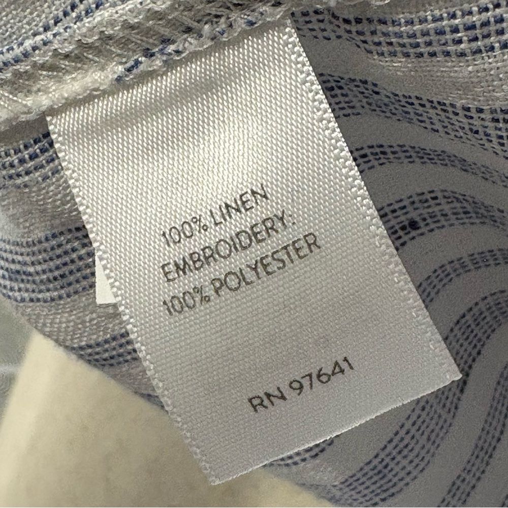 J. Jill 100% Linen Blue Striped Embroidered Floral Peasant Top Sz XS - Picture 6 of 6